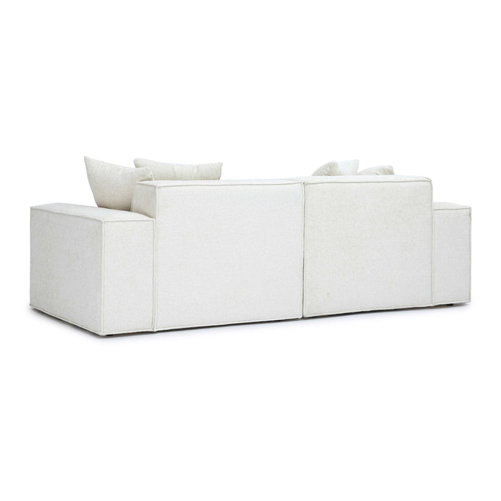 Mindy 84" Cream Performance Chenille Basketweave Modular Loveseat