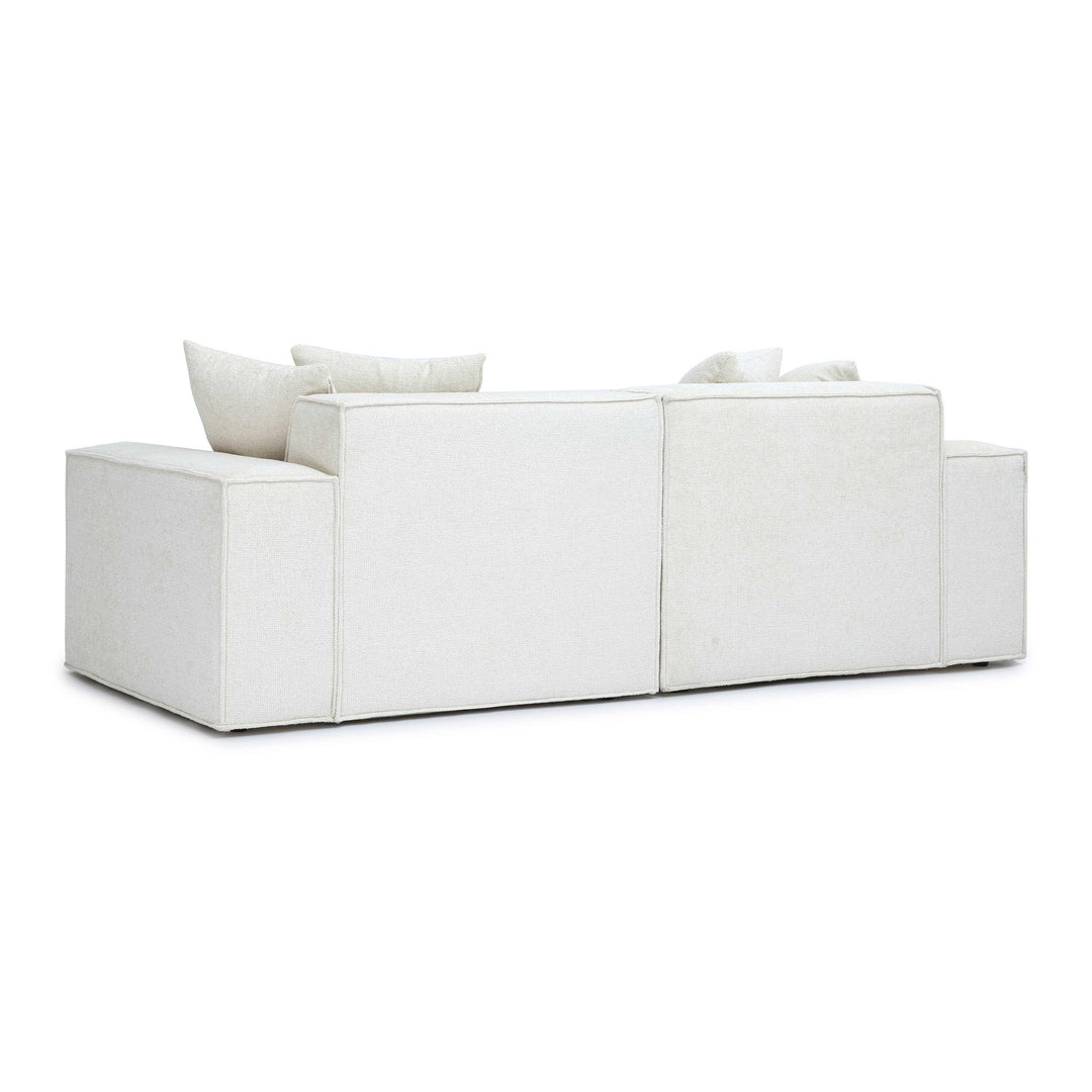 Mindy 84" Cream Performance Chenille Basketweave Modular Loveseat