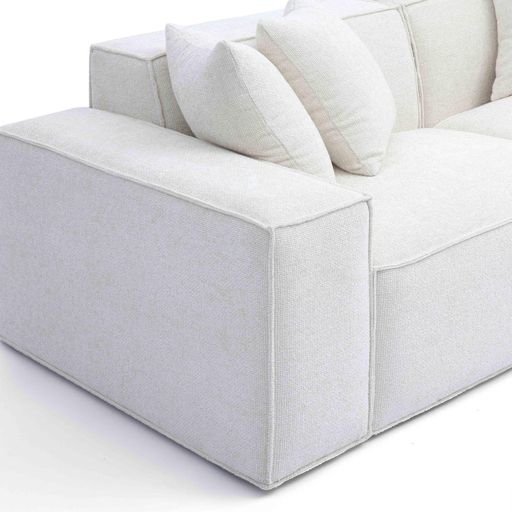 Mindy 84" Cream Performance Chenille Basketweave Modular Loveseat