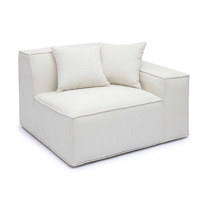Mindy Performance Chenille Basketweave Modular Corner Chair - Cream / RAF