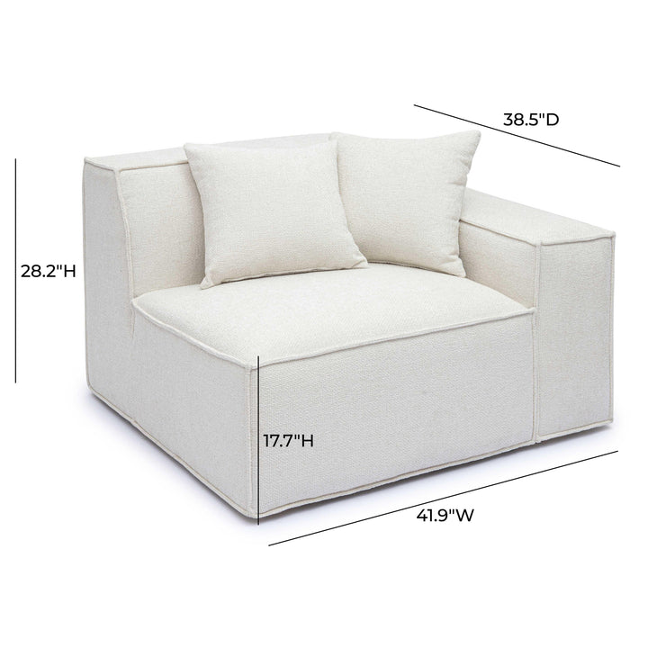 Mindy Performance Chenille Basketweave Modular Corner Chair - Cream / RAF