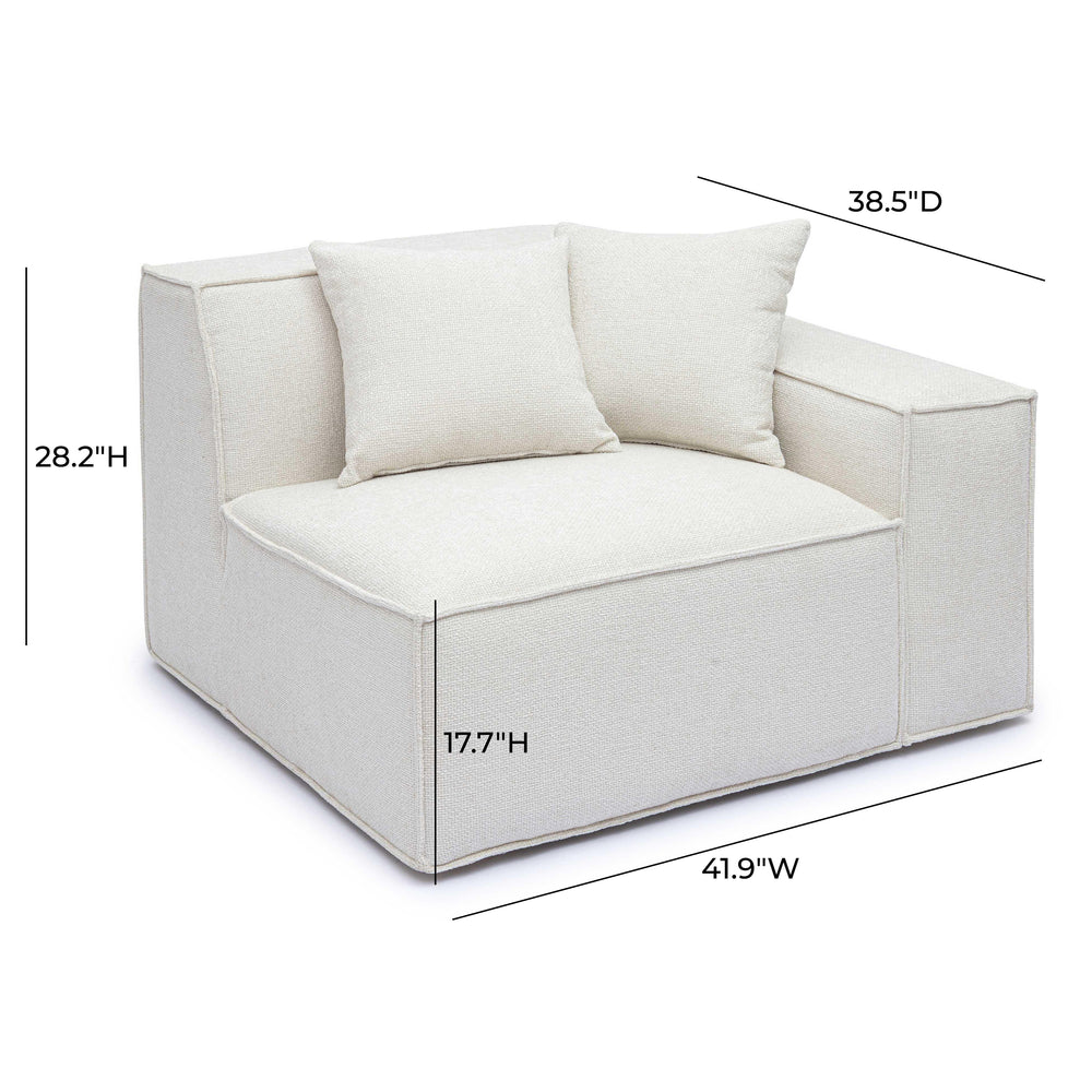 Mindy Performance Chenille Basketweave Modular Corner Chair - Cream / RAF