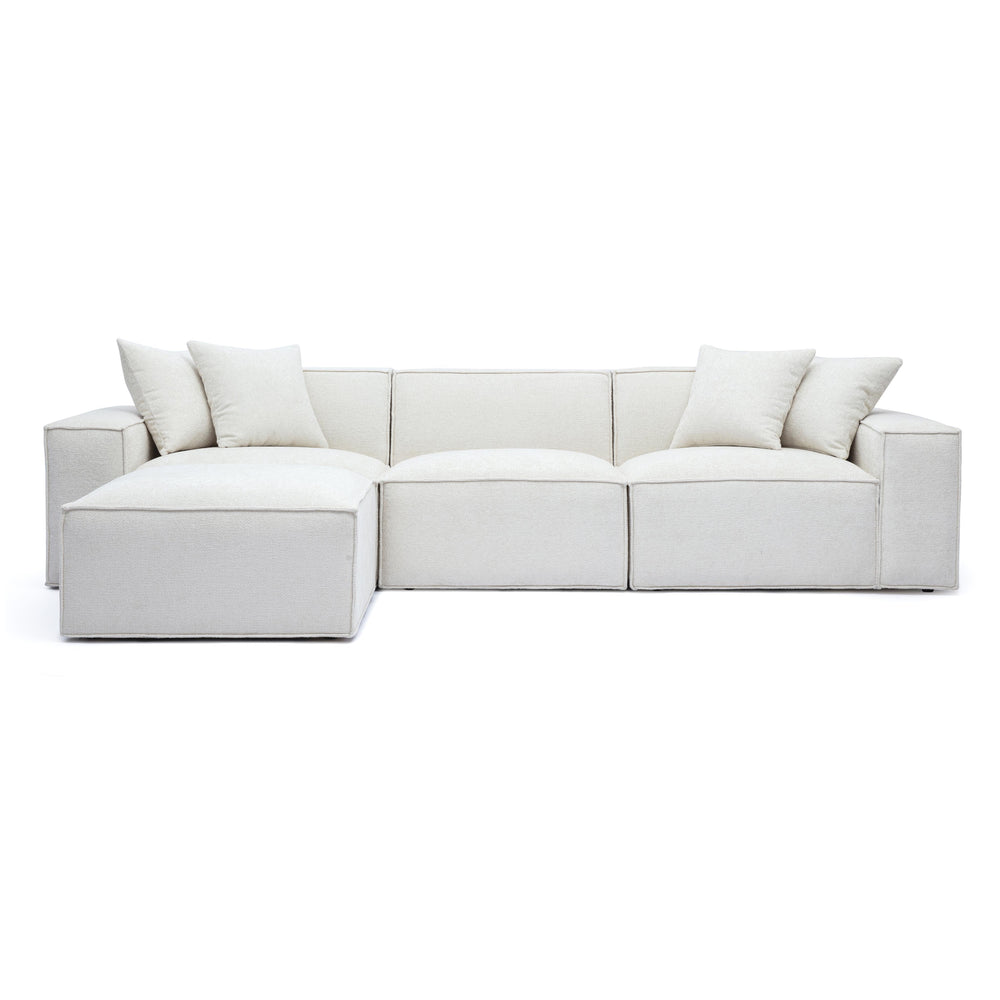 Mindy 4-Piece Performance Chenille Basketweave Modular Sectional - Cream