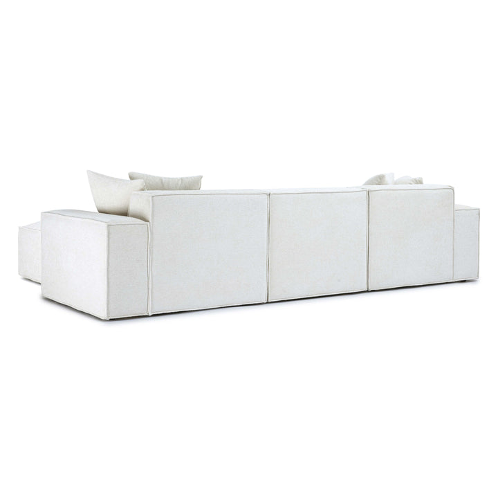 Mindy 4-Piece Performance Chenille Basketweave Modular Sectional - Cream