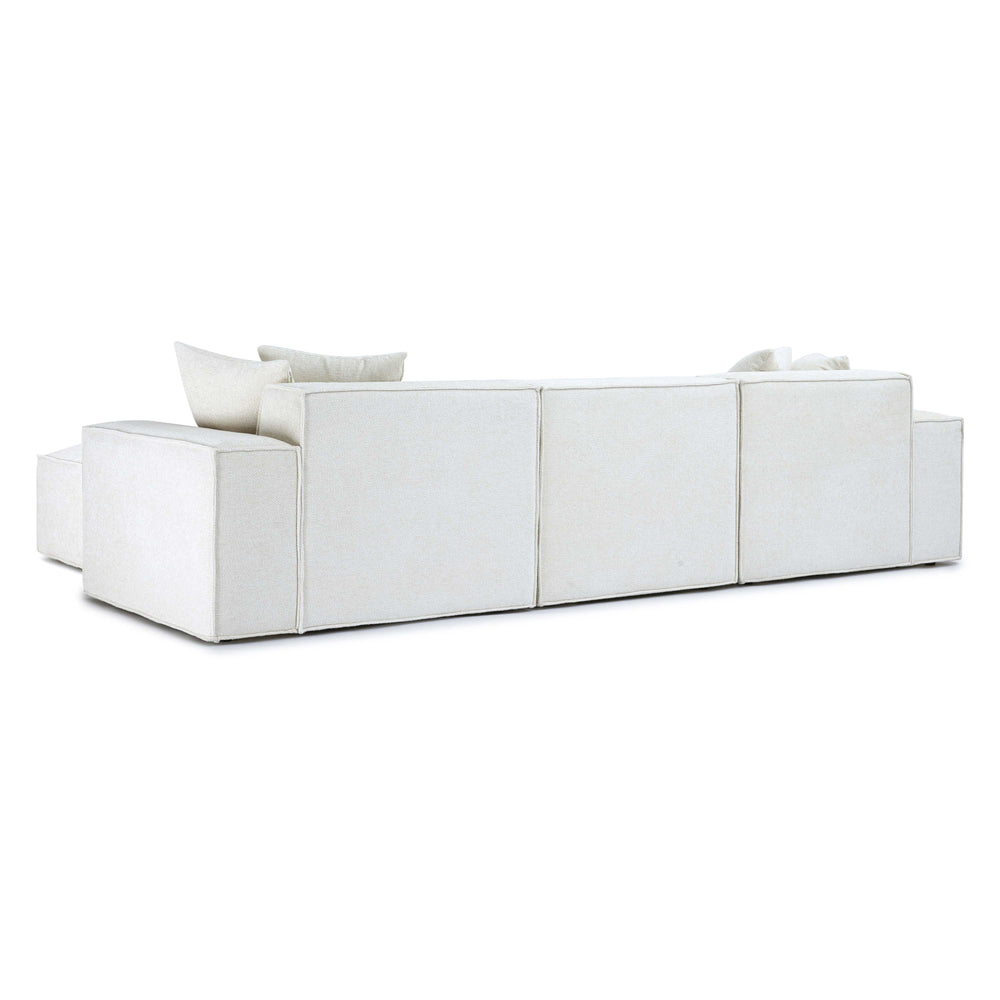 Mindy 4-Piece Performance Chenille Basketweave Modular Sectional - Cream