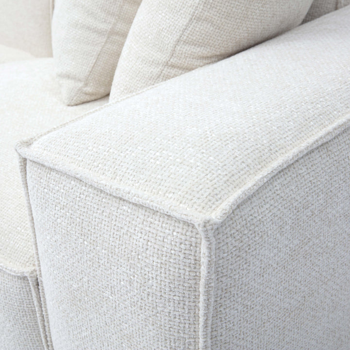 Mindy 4-Piece Performance Chenille Basketweave Modular Sectional - Cream