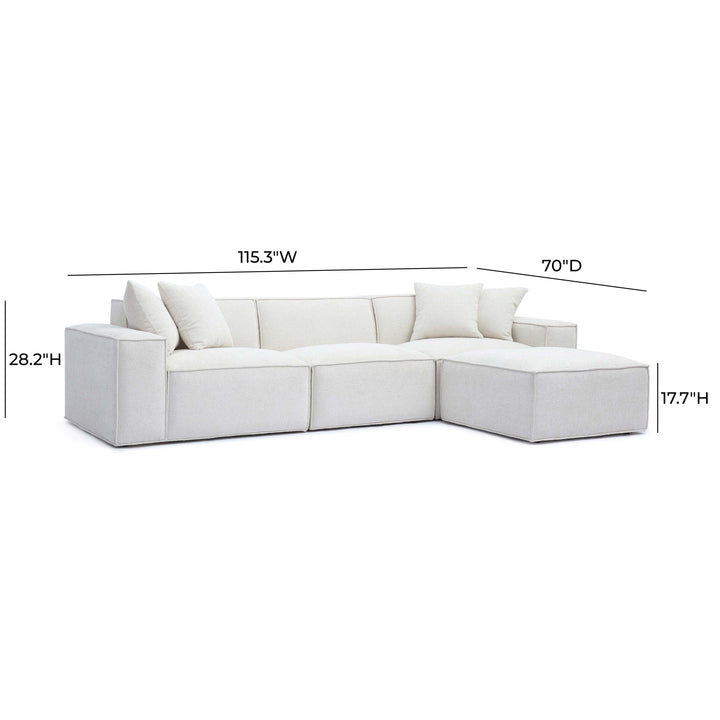 Mindy 4-Piece Performance Chenille Basketweave Modular Sectional - Cream