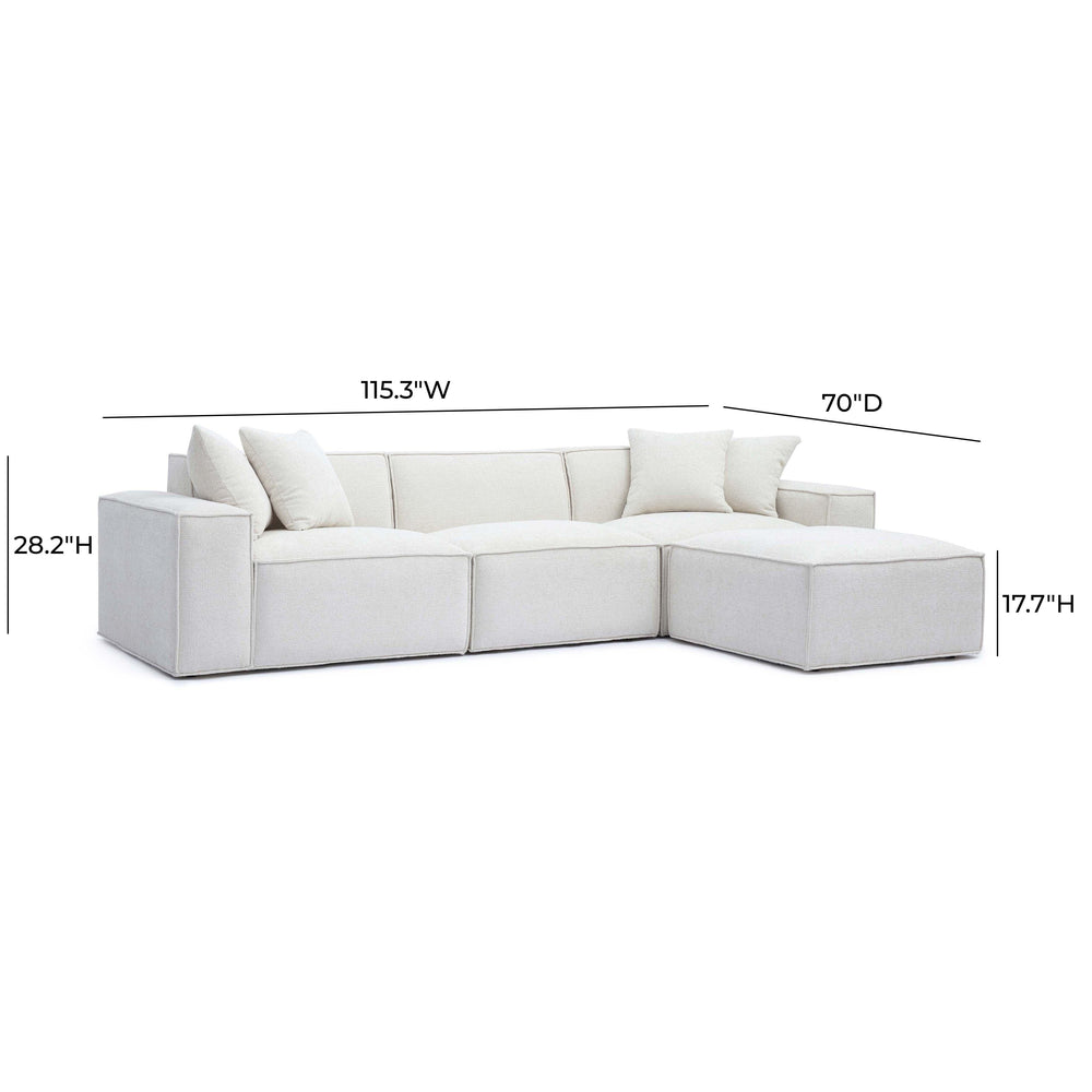 Mindy 4-Piece Performance Chenille Basketweave Modular Sectional - Cream