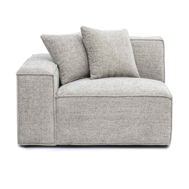 Mindy Performance Chenille Basketweave Modular Corner Chair - Taupe / LAF