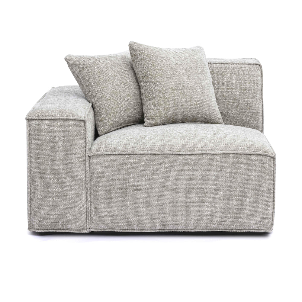 Mindy Performance Chenille Basketweave Modular Corner Chair - Taupe / LAF