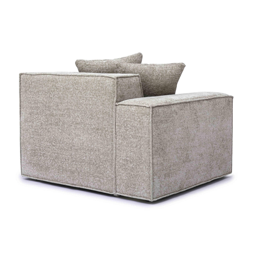 Mindy Performance Chenille Basketweave Modular Corner Chair - Taupe / LAF