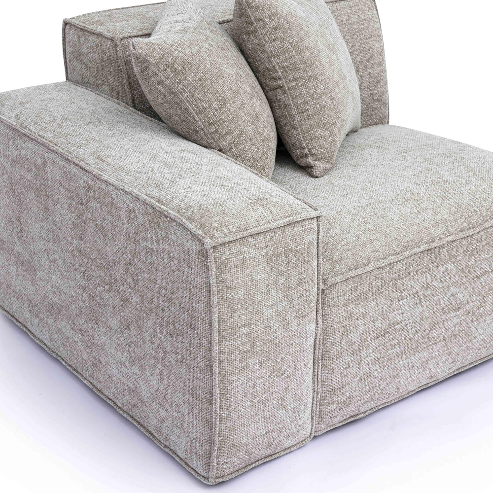 Mindy Performance Chenille Basketweave Modular Corner Chair - Taupe / LAF