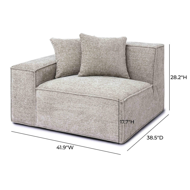 Mindy Performance Chenille Basketweave Modular Corner Chair - Taupe / LAF