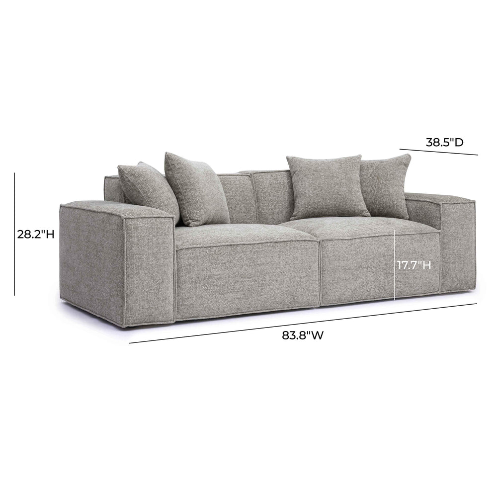 Mindy 84" Taupe Performance Chenille Basketweave Modular Loveseat