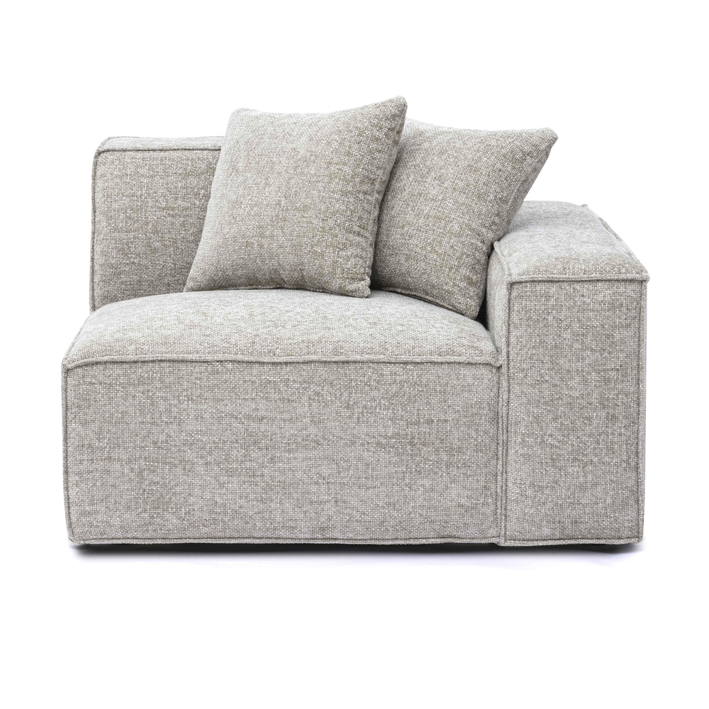 Mindy Performance Chenille Basketweave Modular Corner Chair - Taupe / RAF