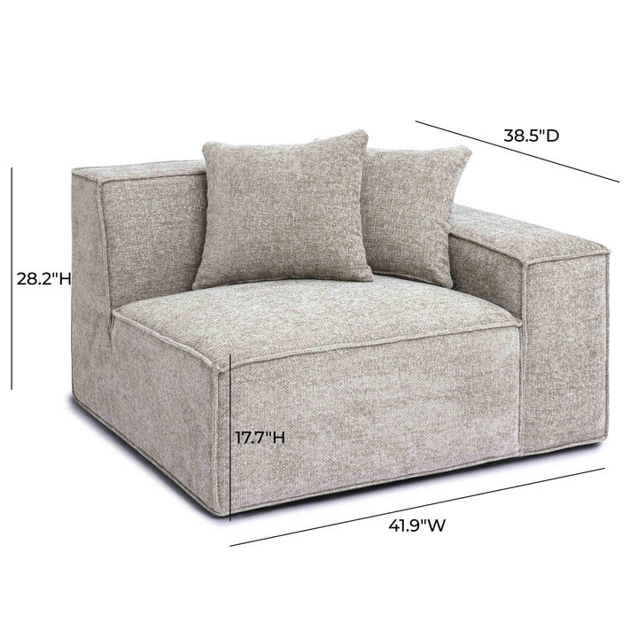 Mindy Performance Chenille Basketweave Modular Corner Chair - Taupe / RAF