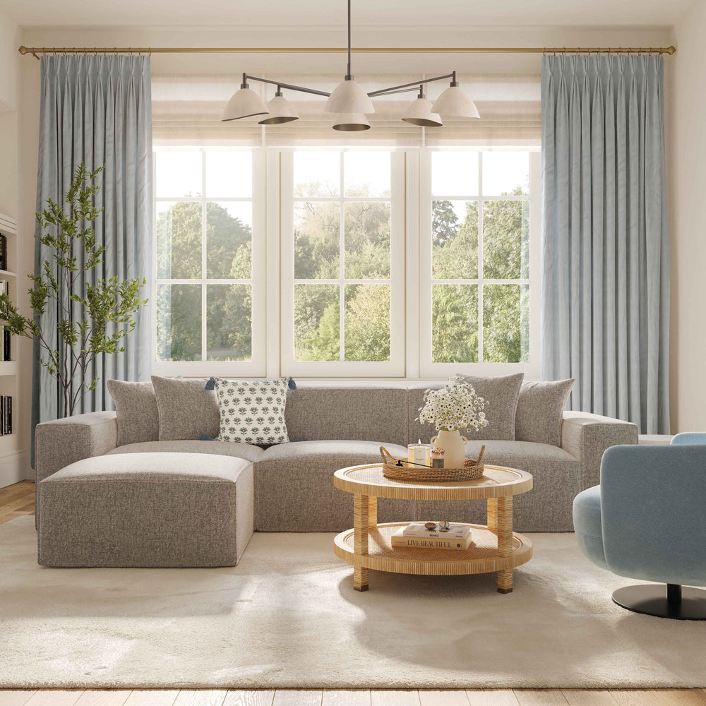 Mindy 84" Taupe Performance Chenille Basketweave Modular Loveseat
