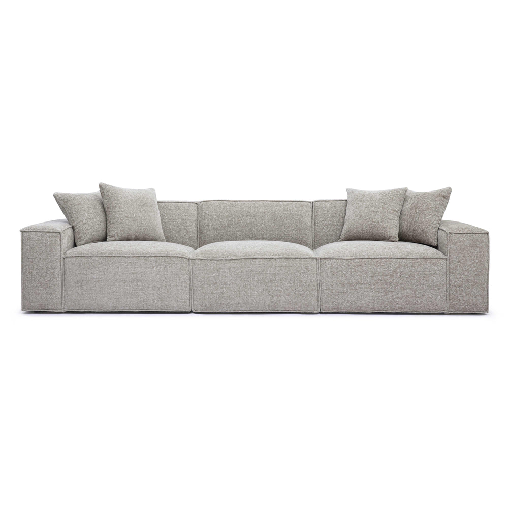 Mindy 115" Performance Chenille Basketweave Modular Sofa - Taupe