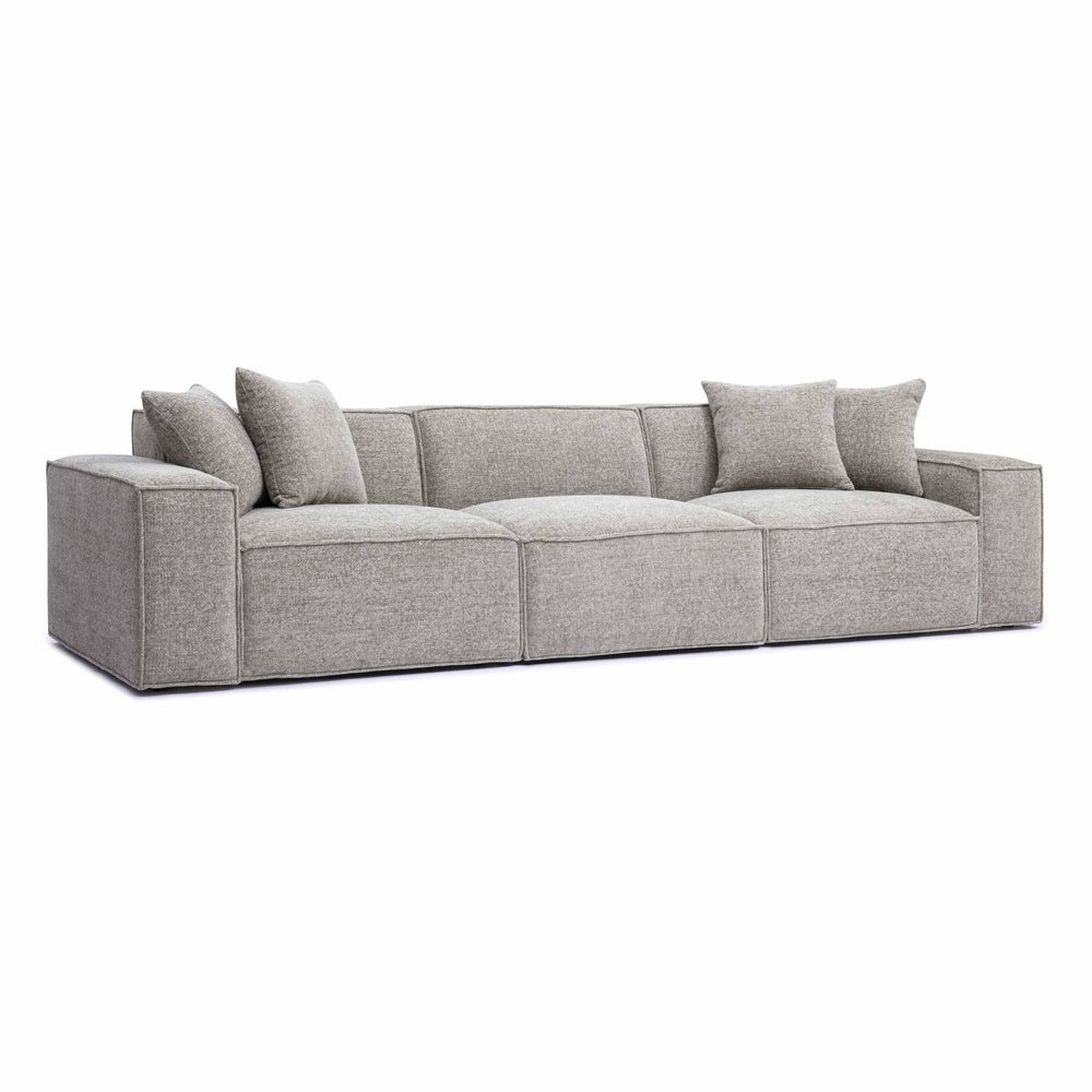 Mindy 115" Performance Chenille Basketweave Modular Sofa - Taupe