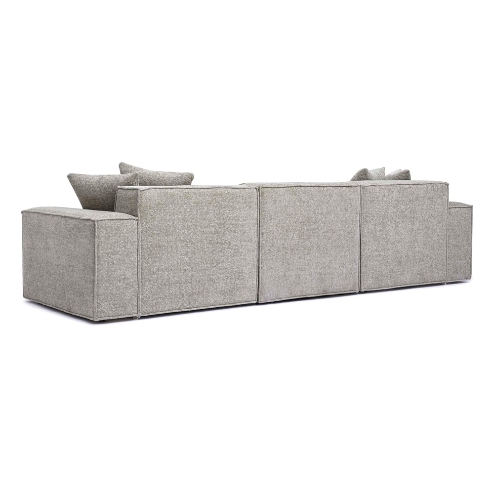 Mindy 115" Performance Chenille Basketweave Modular Sofa - Taupe