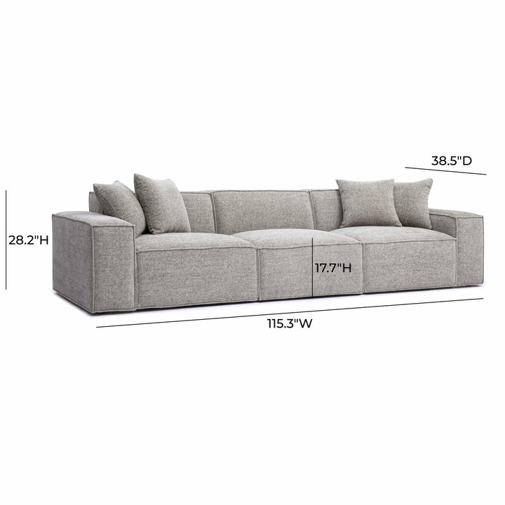 Mindy 115" Performance Chenille Basketweave Modular Sofa - Taupe