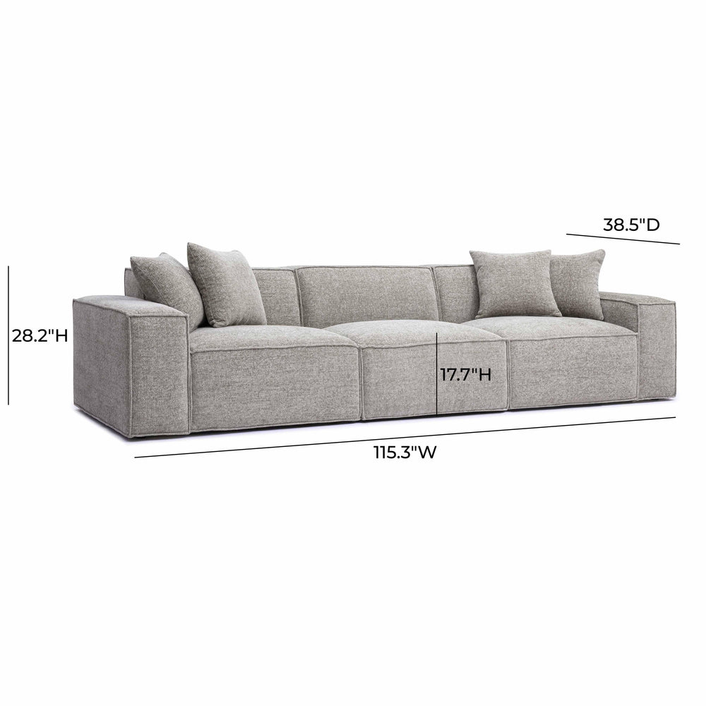 Mindy 115" Performance Chenille Basketweave Modular Sofa - Taupe