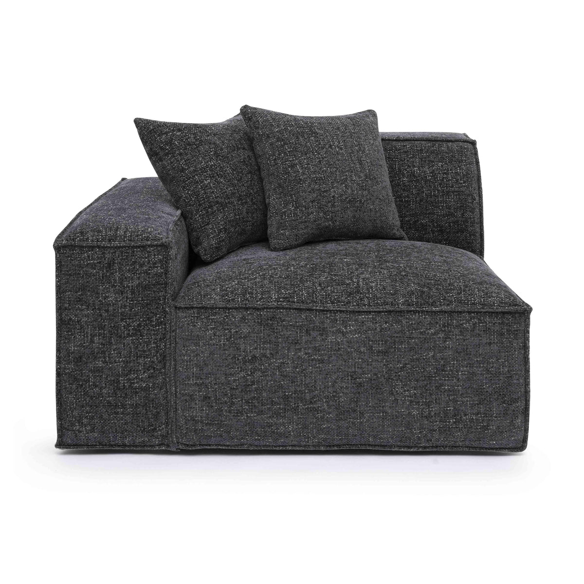 Mindy Performance Chenille Basketweave Modular Corner Chair - Charcoal / LAF
