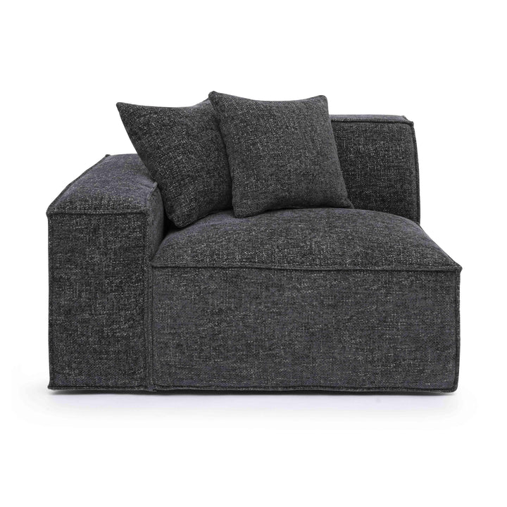 Mindy Performance Chenille Basketweave Modular Corner Chair - Charcoal / LAF