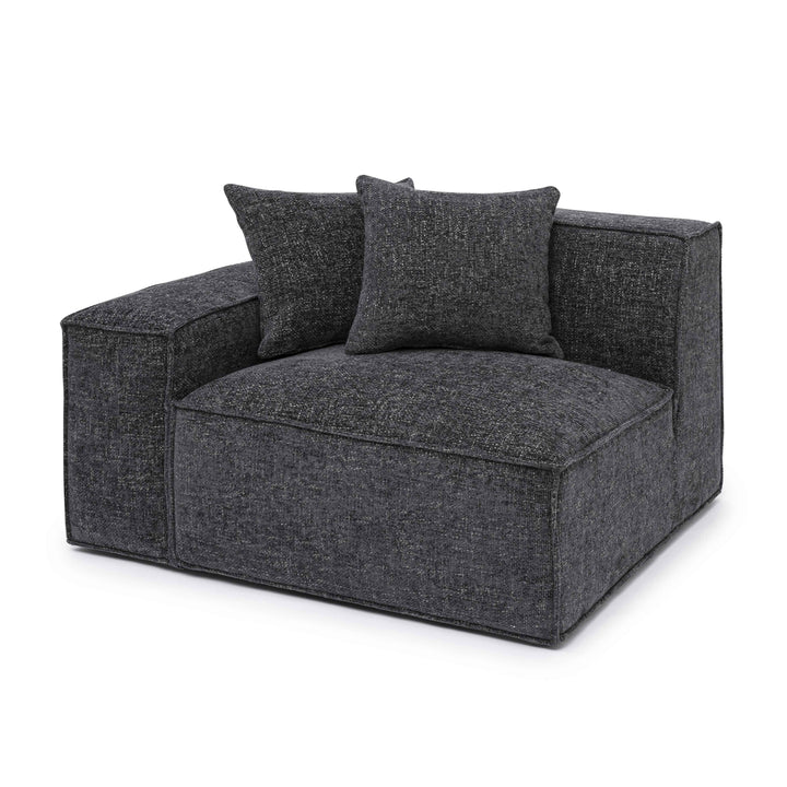 Mindy Performance Chenille Basketweave Modular Corner Chair - Charcoal / LAF