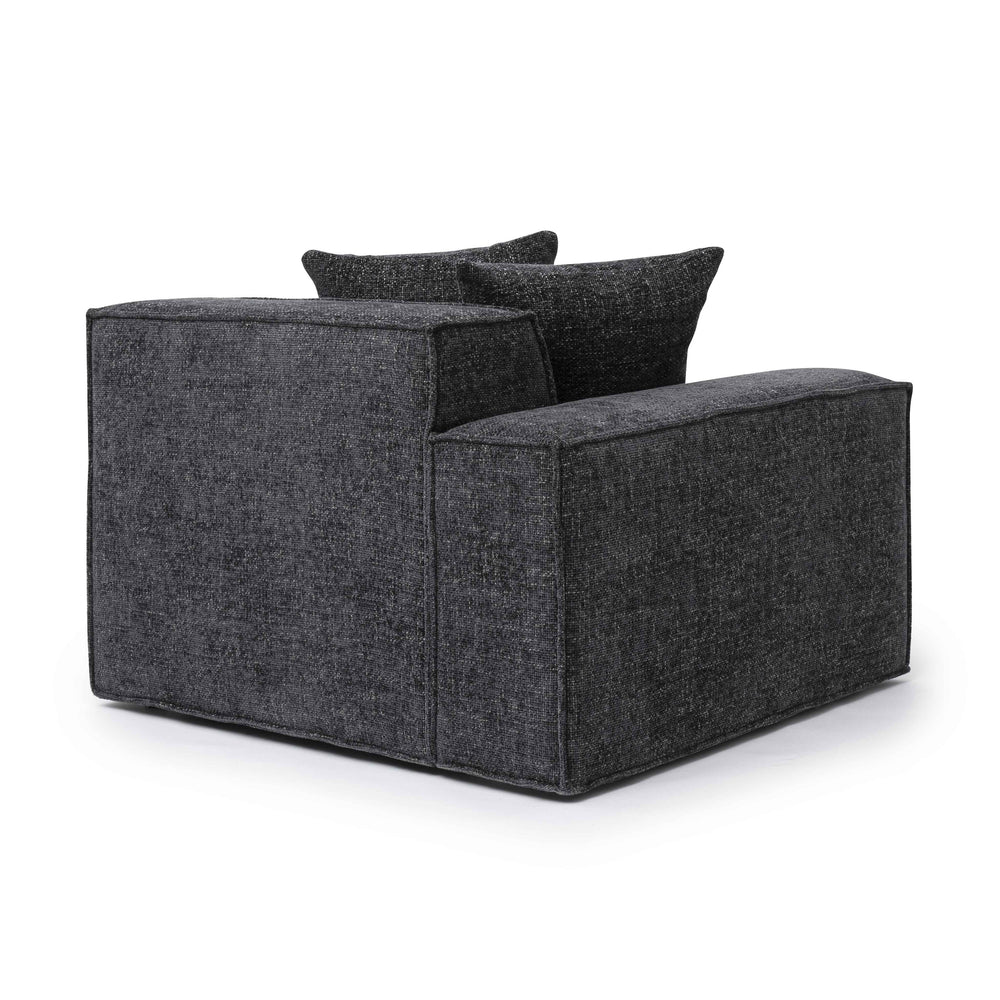 Mindy Performance Chenille Basketweave Modular Corner Chair - Charcoal / LAF