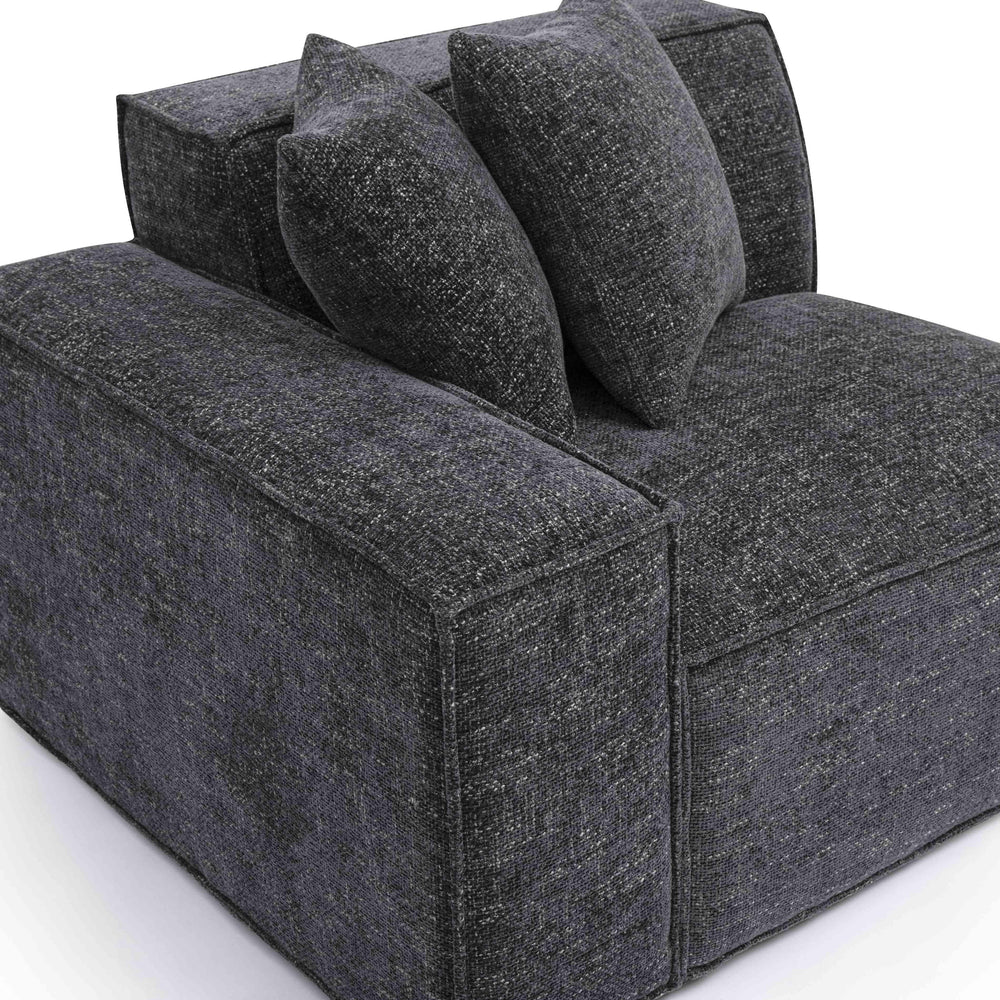 Mindy Performance Chenille Basketweave Modular Corner Chair - Charcoal / LAF