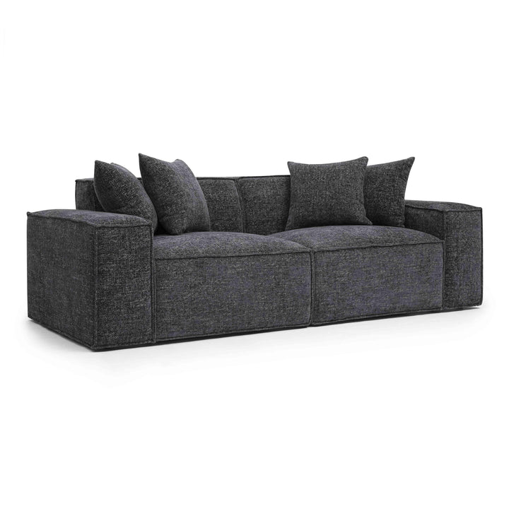Mindy 84" Charcoal Performance Chenille Basketweave Modular Loveseat