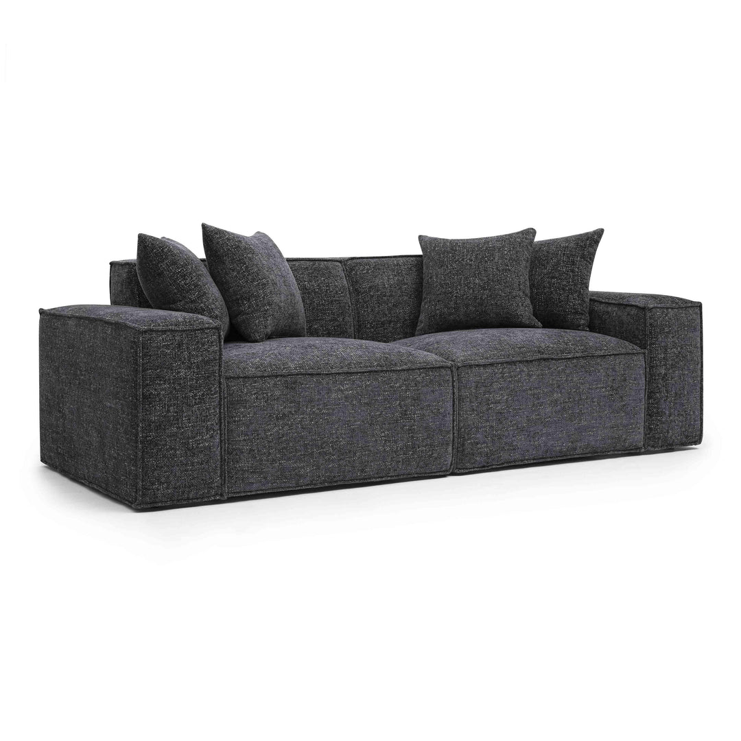 Mindy 84" Charcoal Performance Chenille Basketweave Modular Loveseat