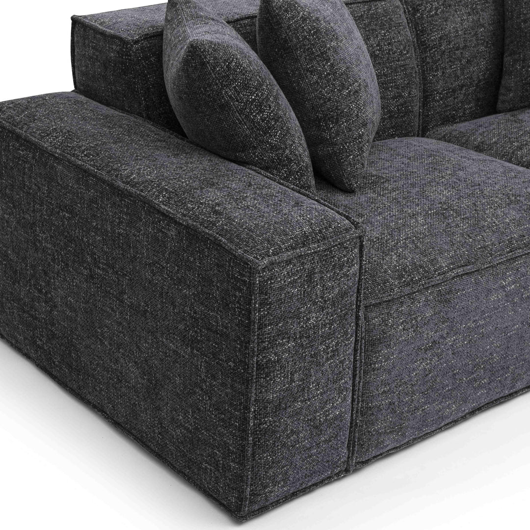 Mindy 84" Charcoal Performance Chenille Basketweave Modular Loveseat