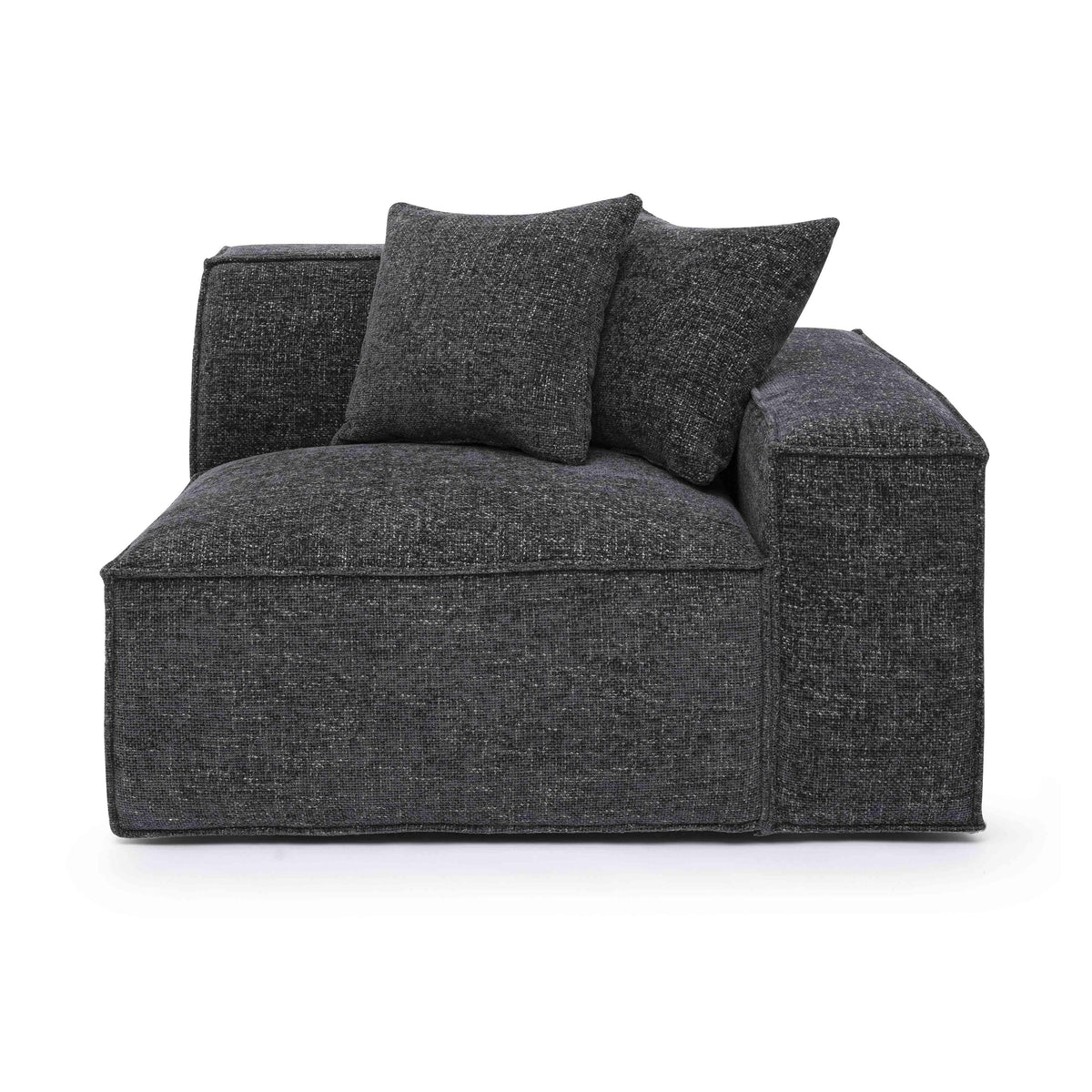 Mindy Performance Chenille Basketweave Modular Corner Chair - Charcoal / RAF