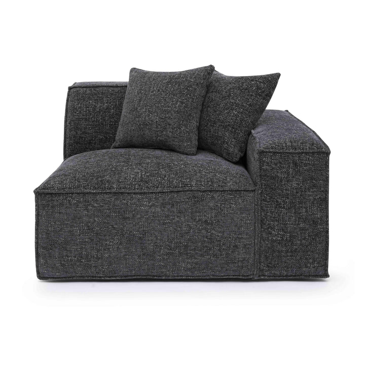 Mindy Performance Chenille Basketweave Modular Corner Chair - Charcoal / RAF