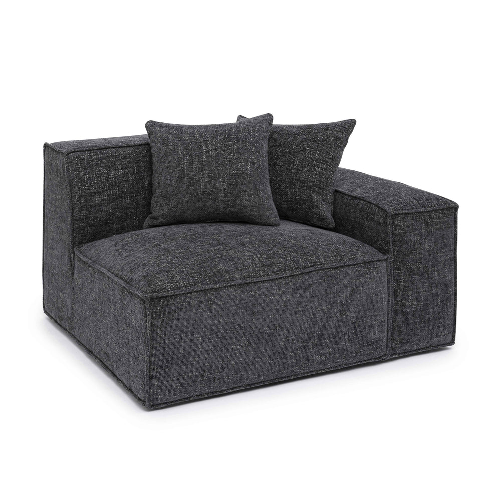 Mindy Performance Chenille Basketweave Modular Corner Chair - Charcoal / RAF