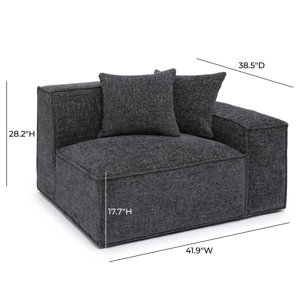 Mindy Performance Chenille Basketweave Modular Corner Chair - Charcoal / RAF