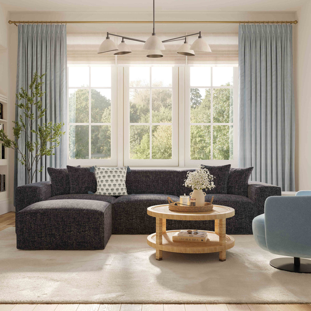 Mindy 84" Performance Chenille Basketweave Modular Loveseat