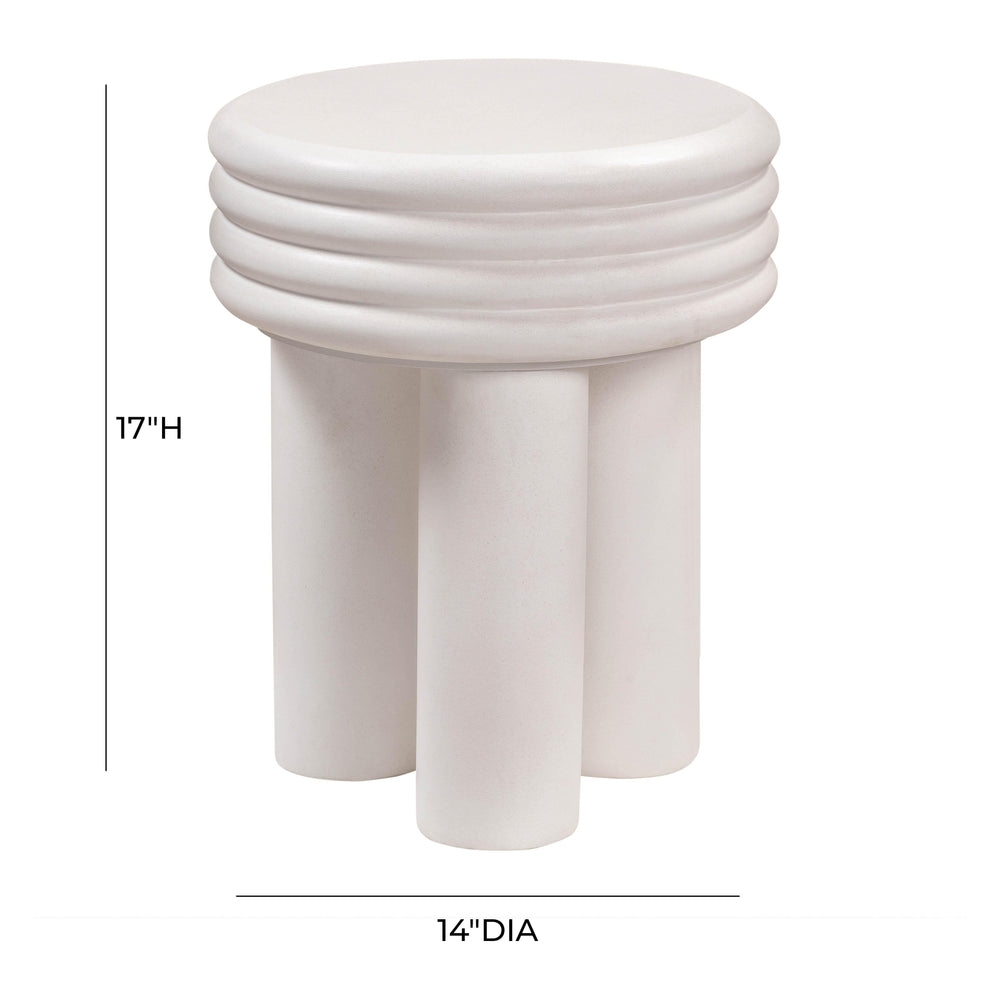 Delta Concrete Indoor/Outdoor Round Side Table - Ivory