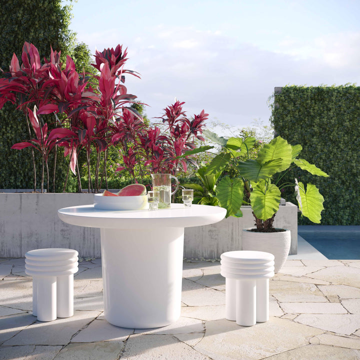 Delta Concrete Indoor/Outdoor Round Side Table - Ivory