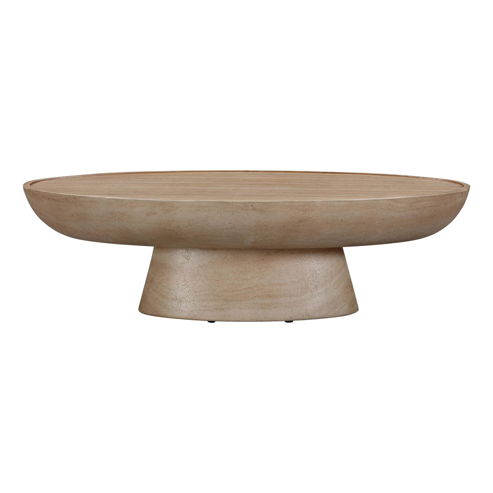 Eclipse 47" Textured Faux Travertine Indoor/Outdoor Coffee Table