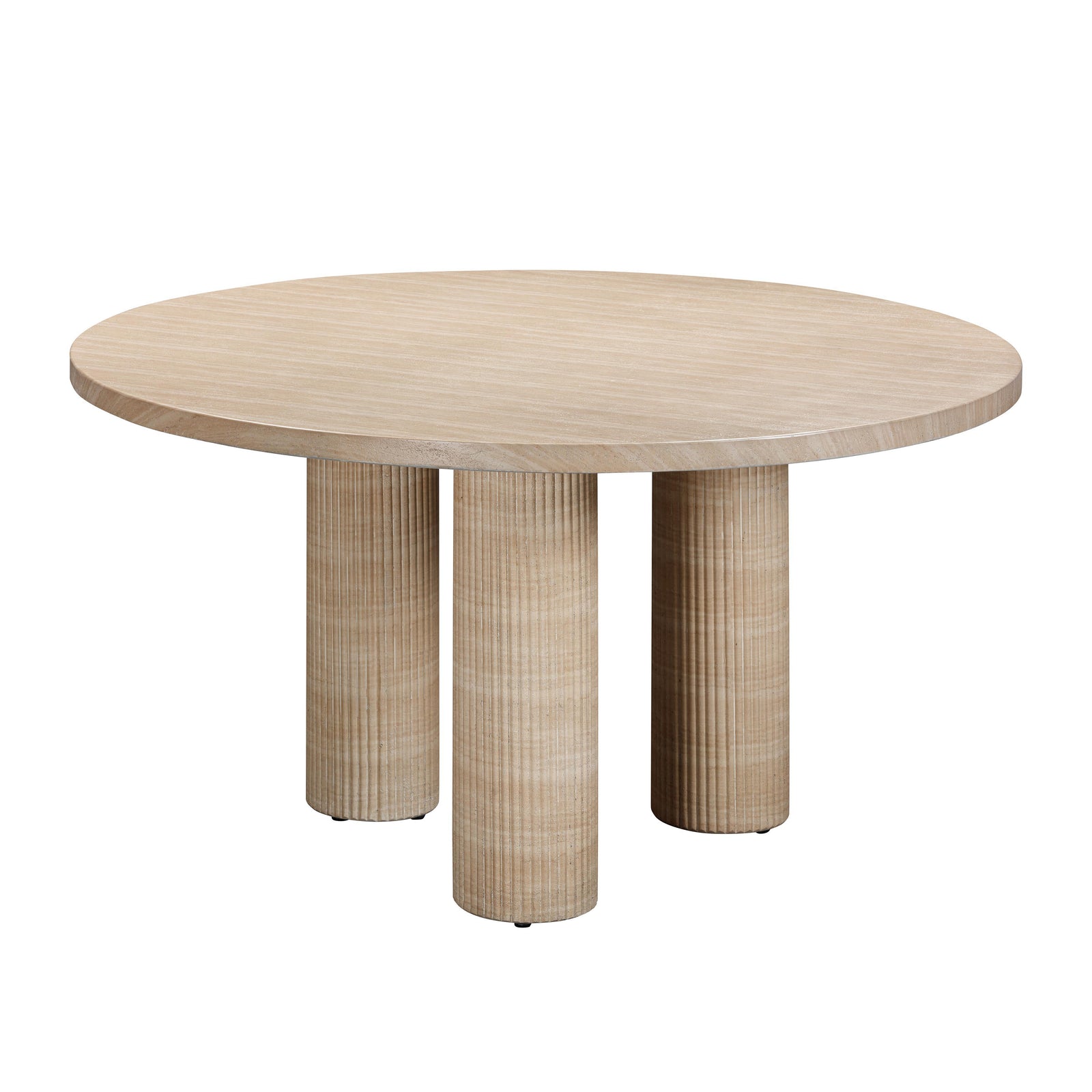 TOV Furniture Patti 55" Textured Faux Travertine Indoor / Outdoor Round Dining Table