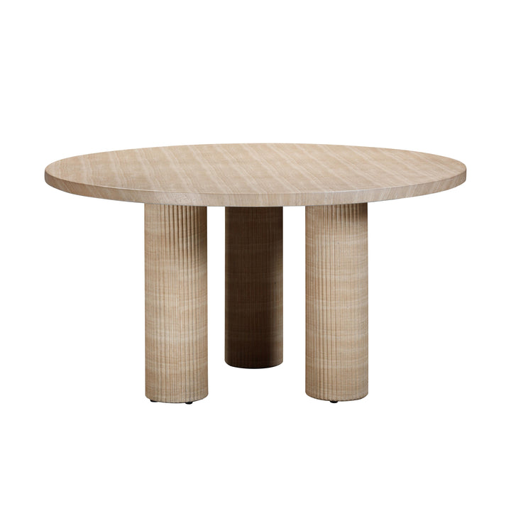 Patti 55" Textured Faux Travertine Indoor / Outdoor Round Dining Table