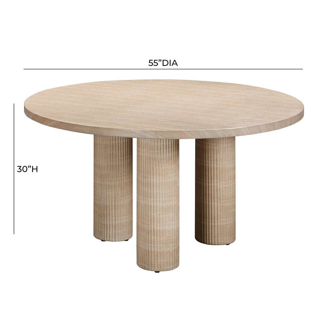 Patti 55" Textured Faux Travertine Indoor / Outdoor Round Dining Table