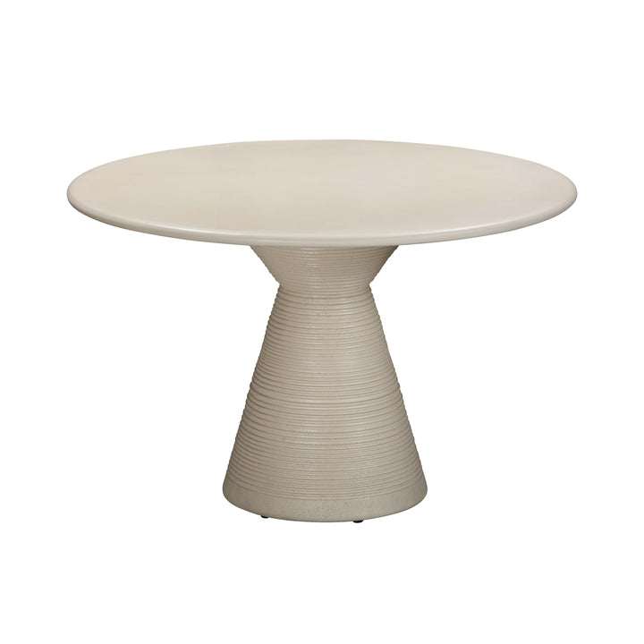 Fern 47" Beige Textured Faux Plaster Concrete Indoor/Outdoor Round Dining Table