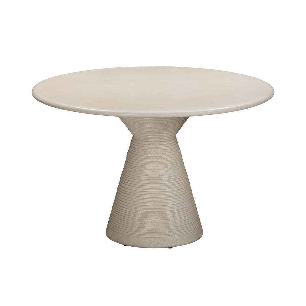 Fern 47" Beige Textured Faux Plaster Concrete Indoor/Outdoor Round Dining Table