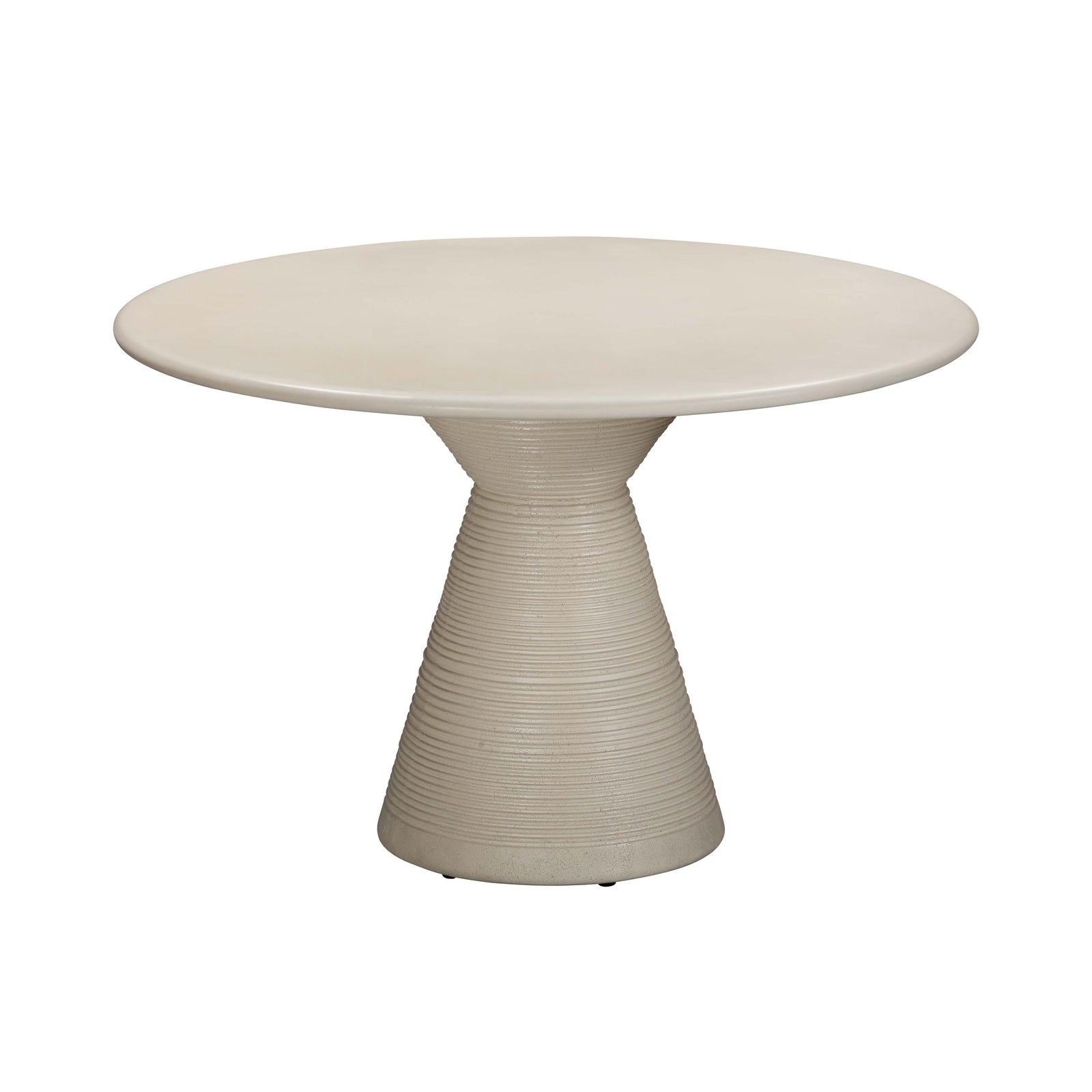 TOV Furniture Fern 47" Beige Textured Faux Plaster Concrete Indoor / Outdoor Round Dining Table