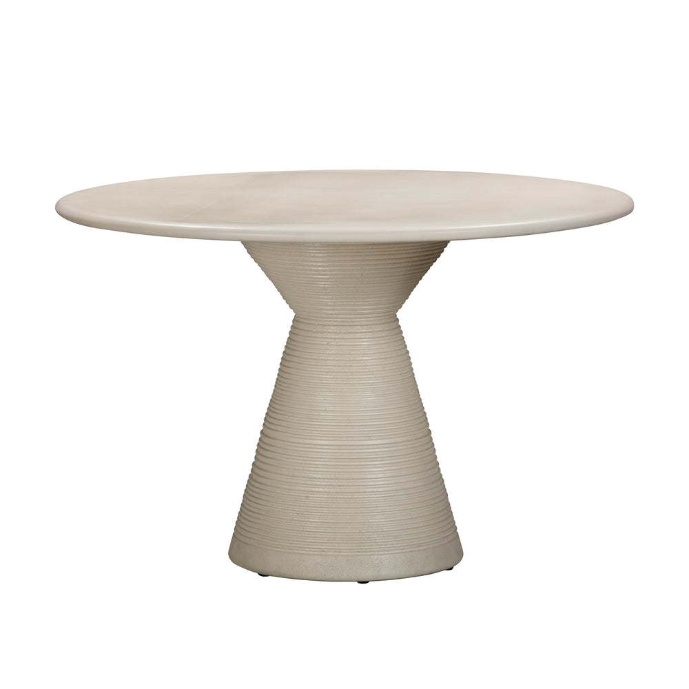 Fern 47" Beige Textured Faux Plaster Concrete Indoor/Outdoor Round Dining Table