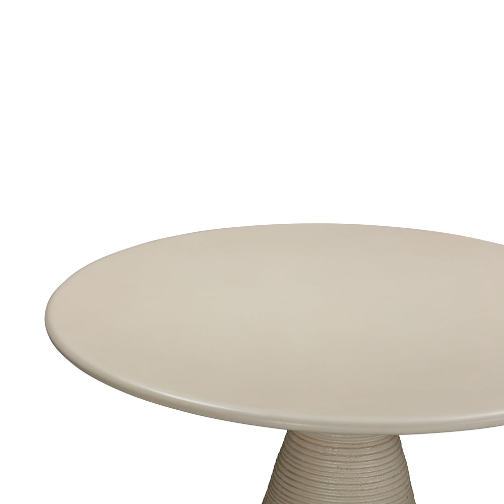 Fern 47" Beige Textured Faux Plaster Concrete Indoor/Outdoor Round Dining Table